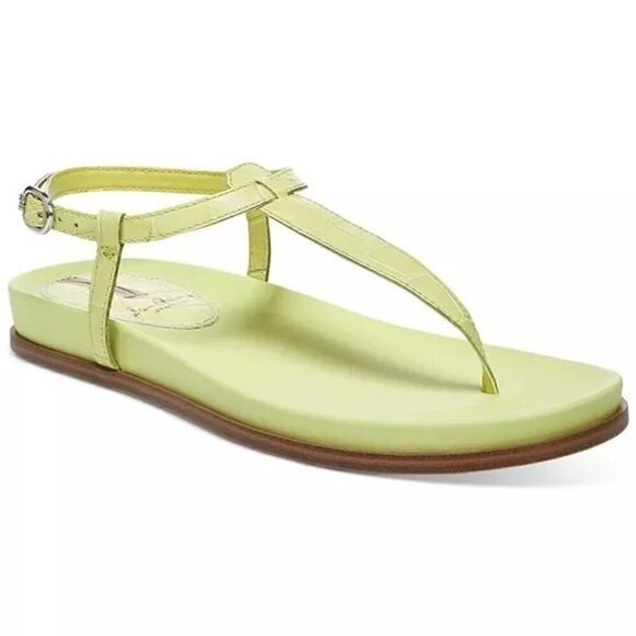 Sam Edelman Yellow Croc Naomi Wedge Thong Sandals Size 6.5 - Picture 11 of 12